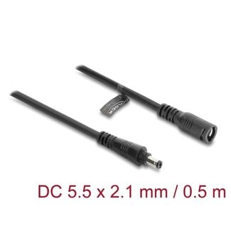 DeLOCK Delock DC Extension Cable 5.5 x 2.1 mm male to female with bayonet lock 18 AWG 0.5 m black