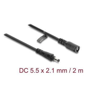 DeLOCK Delock DC Extension Cable 5.5 x 2.1 mm male to female with bayonet lock 18 AWG 2 m black