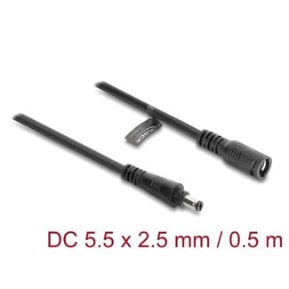 DeLOCK Delock DC Extension Cable 5.5 x 2.5 mm male to female with bayonet lock 18 AWG 0.5 m black