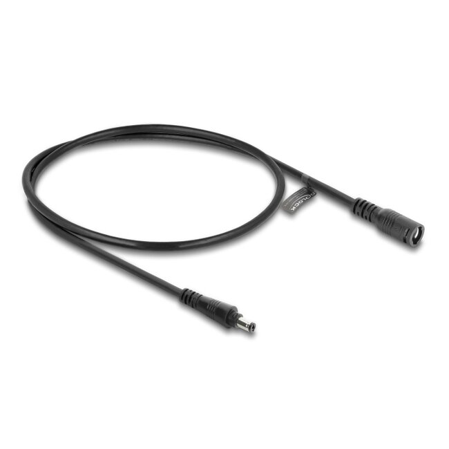 Delock DC Extension Cable 5.5 x 2.5 mm male to female with bayonet lock 18 AWG 0.5 m black