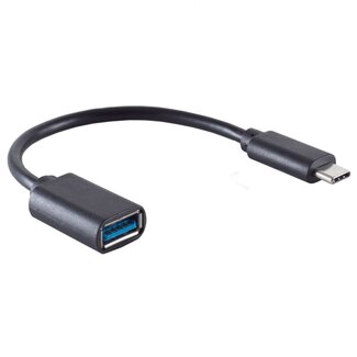 S-Impuls USB-C (m) - USB-A (v) (volledig bedekt) adapter - USB3.0 / zwart - 0,15 meter