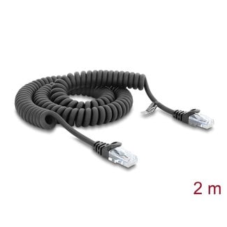 DeLOCK Delock RJ50 Coiled Cable male to male 2 m black