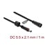Delock DC Extension Cable 5.5 x 2.1 mm male to female with screw cap M12 x 1.75 mm thread waterproof 18 AWG 1 m black