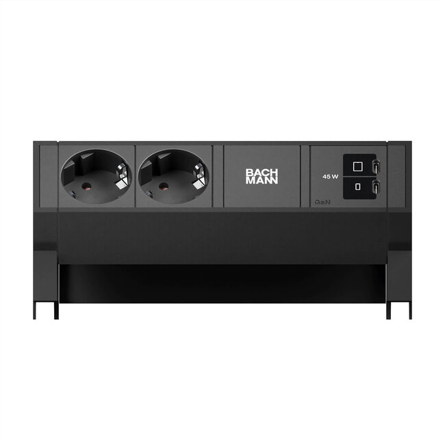 BACHMANN DESK2 2xCEE7/3 1xUSB C/C 45W, L=0,2m RAL9005