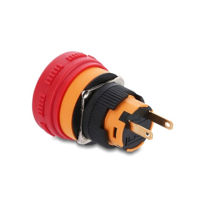 Delock Mushroom-Head Push Button for Installation 16 mm 2 x solder terminals plastic 26 mm Ø