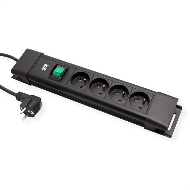 BACHMANN CONNECTUS 4xUTE, 1xschakelaar 2,0 m CEE7/7 zwart