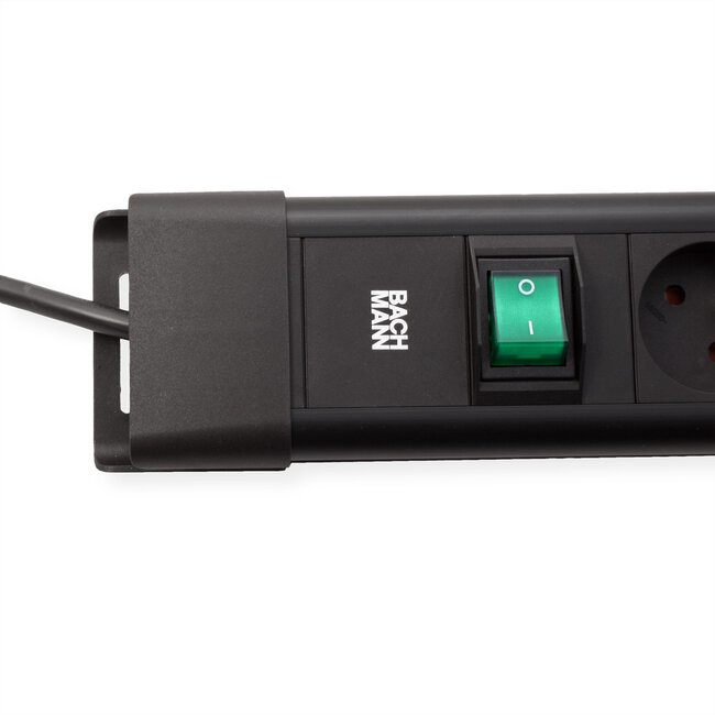 BACHMANN CONNECTUS 4xUTE, 1xschakelaar 2,0 m CEE7/7 zwart