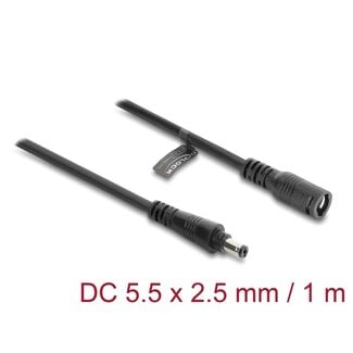 DeLOCK Delock DC Extension Cable 5.5 x 2.5 mm male to female with bayonet lock 18 AWG 1 m black