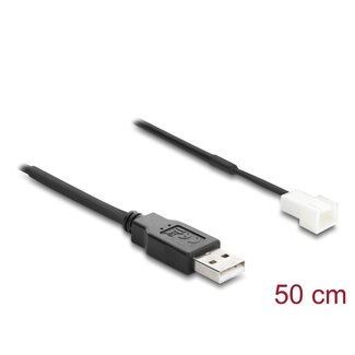 DeLOCK Delock Fan Cable USB 2.0 Type-A male to 3 pin (2 pins connected) fan connector male 50 cm