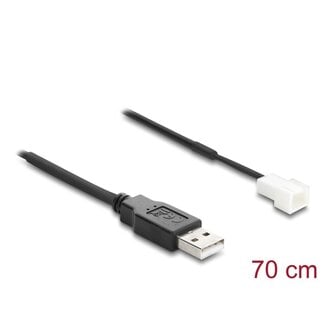 DeLOCK Delock Fan Cable USB 2.0 Type-A male to 3 pin (2 pins connected) fan connector male 70 cm
