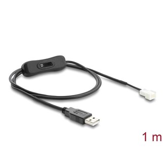 DeLOCK Delock Fan Cable USB 2.0 Type-A male to 3 pin (2 pins connected) fan connector male with switch 1 m