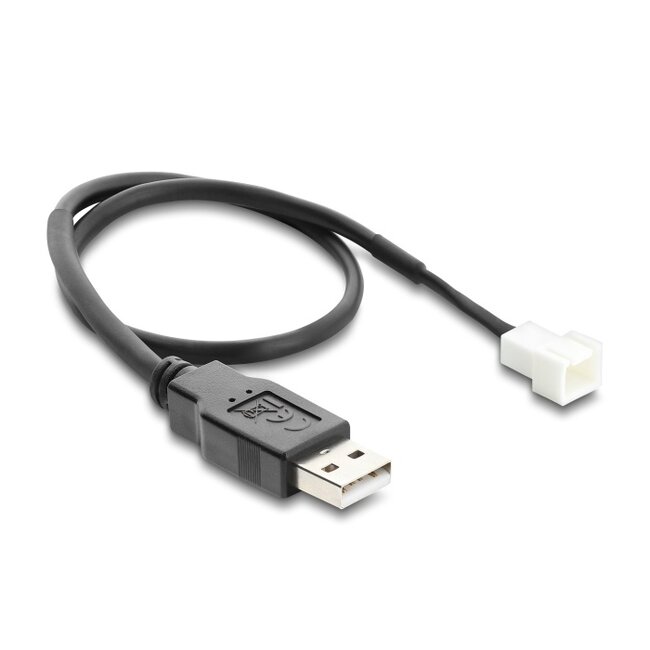 Delock Fan Cable USB 2.0 Type-A male to 3 pin (2 pins connected) fan connector male 30 cm