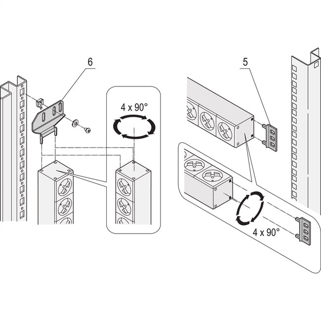 contactdoosstrook SCHROFF, SCHUKO, 3 stopcontacten