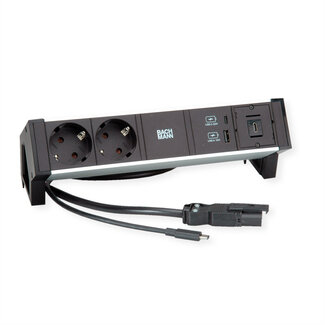 Bachmann BACHMANN DESK2 2x geaard stopcontact, 1x USB-C, USB-oplader A&C 22 W, GST18