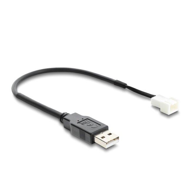 Delock Fan Cable USB 2.0 Type-A male to 3 pin (2 pins connected) fan connector male 20 cm