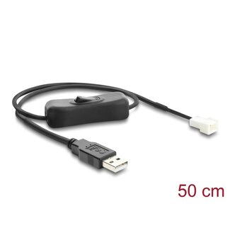DeLOCK Delock Fan Cable USB 2.0 Type-A male to 3 pin (2 pins connected) fan connector male with switch 50 cm