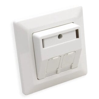 Roline Wandcontactdoos | voor 2 Keystone modules | verhoogde opbouw | 27° opening | wit (RAL9010)