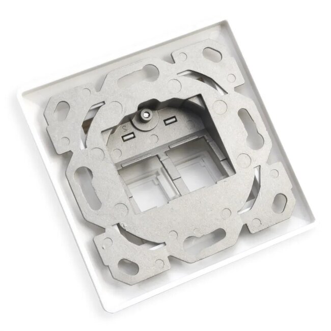 Wandcontactdoos | voor 2 Keystone modules | verhoogde opbouw | 27° opening | wit (RAL9010)