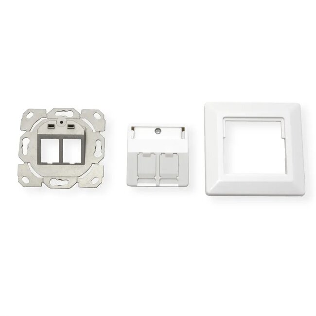 Wandcontactdoos | voor 2 Keystone modules | verhoogde opbouw | 27° opening | wit (RAL9010)