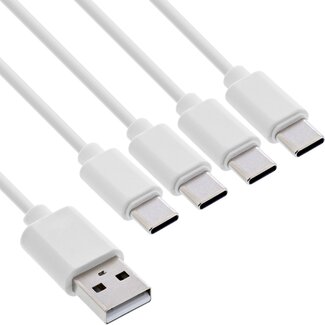 InLine USB-A naar 4x USB-C oplaadkabel | max. 25W | wit | 1 meter