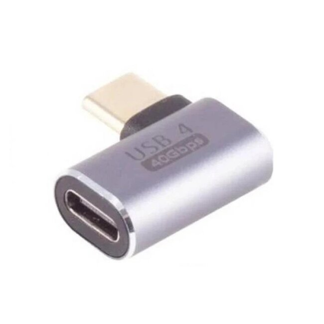 USB-C haakse adapter | links/rechts | USB4 40 Gbps | PD 100W | 8K 60Hz | metaal