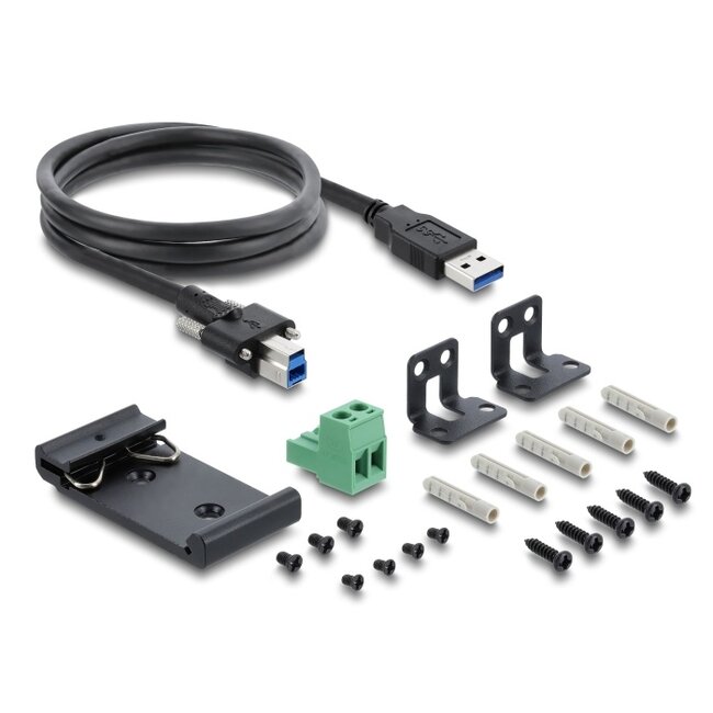 Delock Industry Hub 4 x USB 5 Gbps Type-A with 8 kV ESD protection and DIN rail mounting