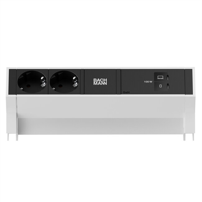 BACHMANN DESK2 2xCEE7/3 1xUSB C/C 100W, L=0,2m RAL9010