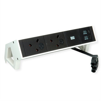 Bachmann BACHMANN DESK2 2xUK 1xUSB A/C 22W, 0,2m GST18 RAL9010, Verenigd Koninkrijk