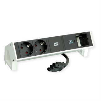 Bachmann BACHMANN DESK2 2xbeschermend contact USB C, USB Lader 30W 1xABD 0,2m GST18 wit