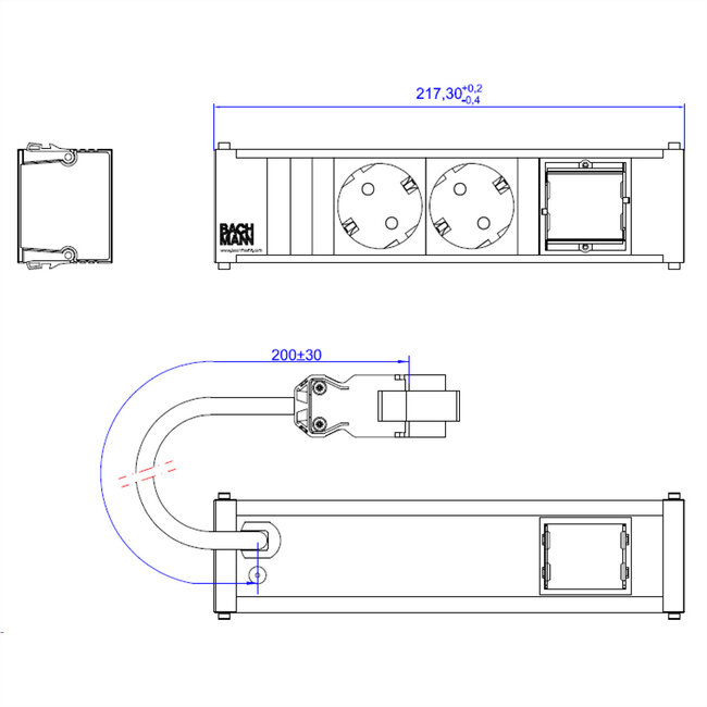 BACHMANN CONI 2xCEE7/3 1xCM 0,2m GST18 RAL9010