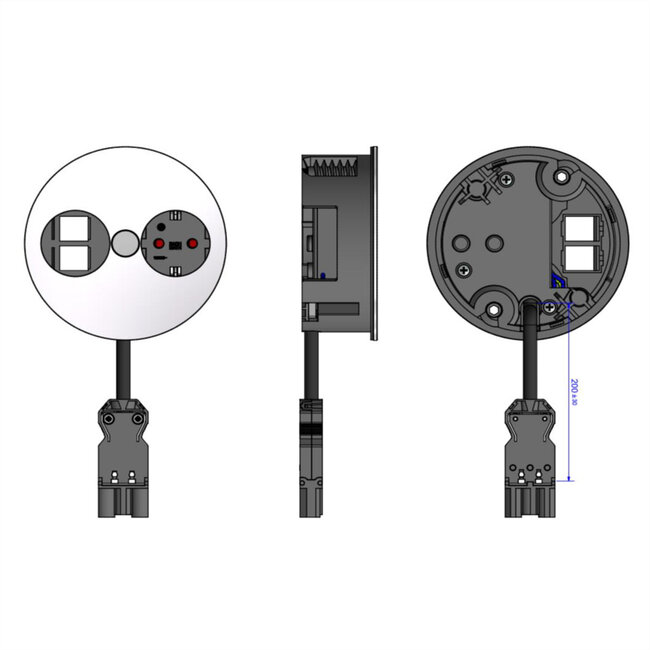 BACHMANN TWIST 1x Geaard stopcontact 2x Keystone , wit