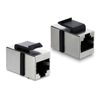 DeLOCK Delock Keystone Module coupler RJ45 jack to RJ45 jack Cat.6 shielded metal silver / black