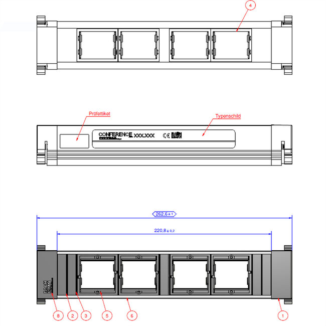 BACHMANN CONFERENTIE TOP FRAME Medium inzetstuk 4x ABD