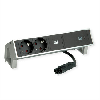Bachmann BACHMANN DESK2 2x2contact USB C, USB Lader 60W 0.2m GST18 INOX