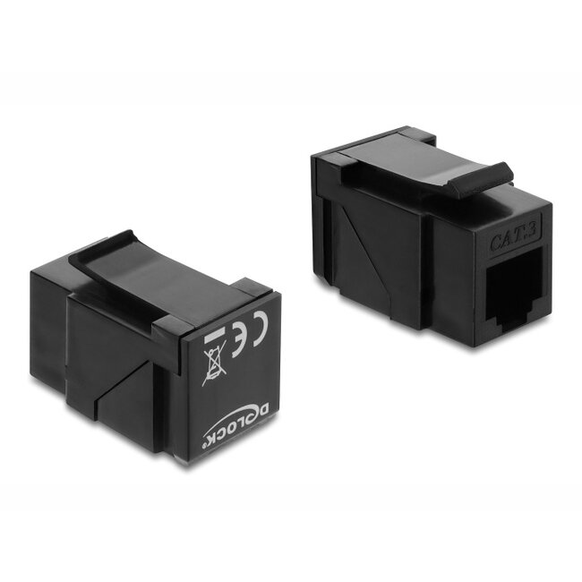 Delock Keystone Module Coupler RJ14 jack to RJ14 jack Cat.3 90° angled plastic black