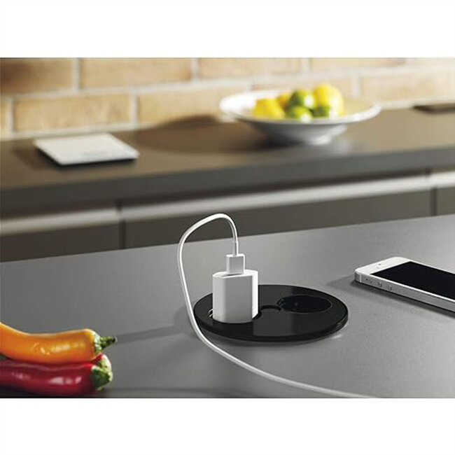 BACHMANN TWIST 1x geaard contact 2x keystone, GST18 connector, zwart, 0,2 m