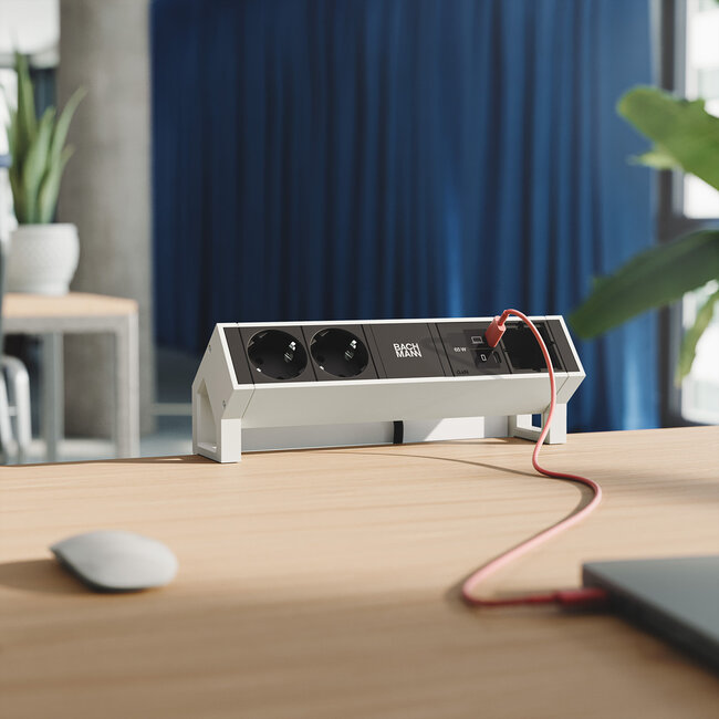 BACHMANN DESK2 2xCEE7/3 1xUSB C/C 65W, 1xCM L=0,2m RAL9010