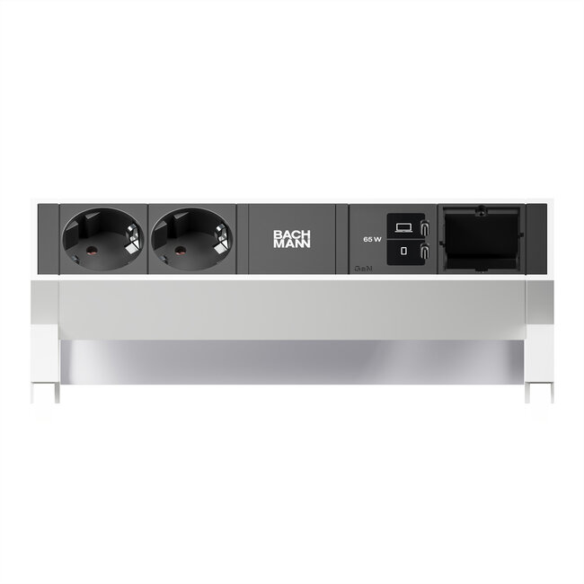 BACHMANN DESK2 2xCEE7/3 1xUSB C/C 65W, 1xCM L=0,2m RAL9010