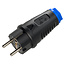 BACHMANN Schutzkontaktstecker Vollgummi CEE7/7, IP54, schwarz / blau