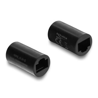 DeLOCK Delock Network Cable Connector RJ45 coupler jack to jack Cat.6, cylindrical shape, black
