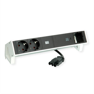 Bachmann BACHMANN DESK2 2xbeschermend contact USB C, USB Lader 60W 1xABD 0,2m GST18 wit