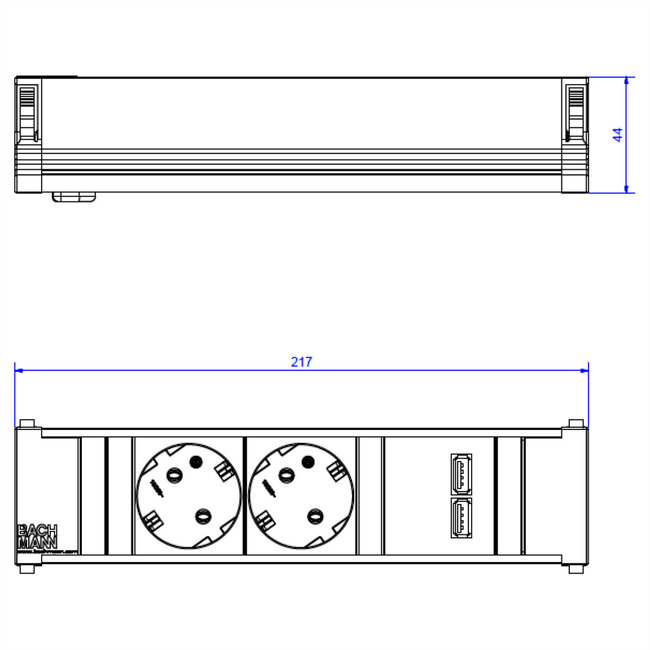 BACHMANN CONI 2x geaard stopcontact 1x USB Oplader