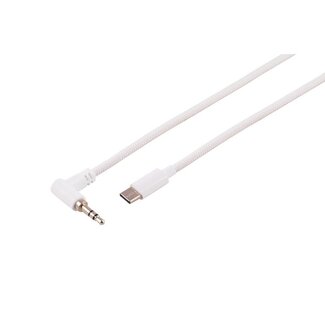 S-Impuls Audiokabel, 3.5mm Winkel-gerade Stecker, analog, weiß, 3m