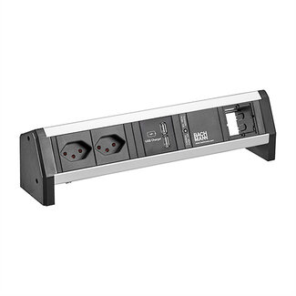 Bachmann BACHMANN DESK 2xCH T13 90° 1xUSB 1xCM, 1xZekering stroom 1,0m GST18 Zwitserland
