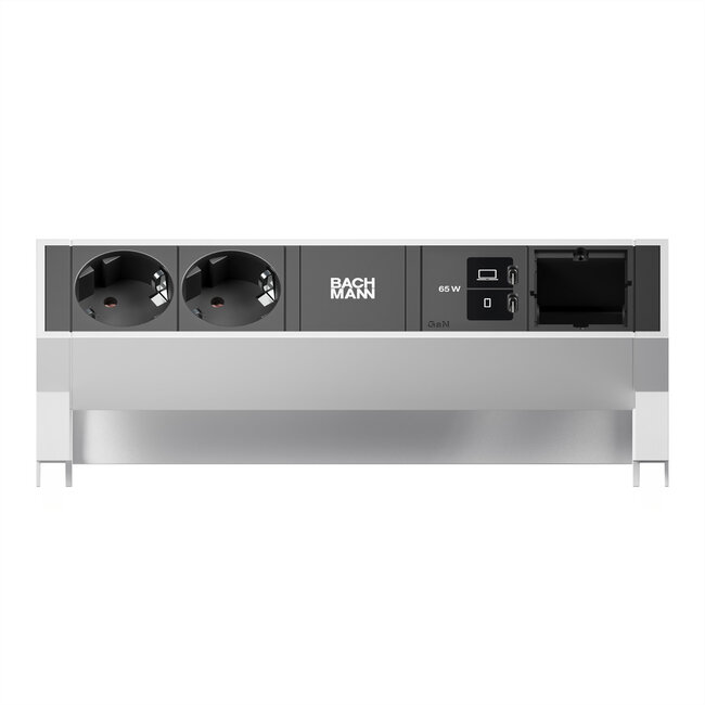 BACHMANN DESK2 2xCEE7/3 1xUSB C/C 65W, 1xCM L=0,2m INOX