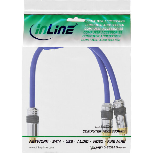 InLine® Cinch-Y kabel, 1x Cinch female naar 2x Cinch male, 0,25m