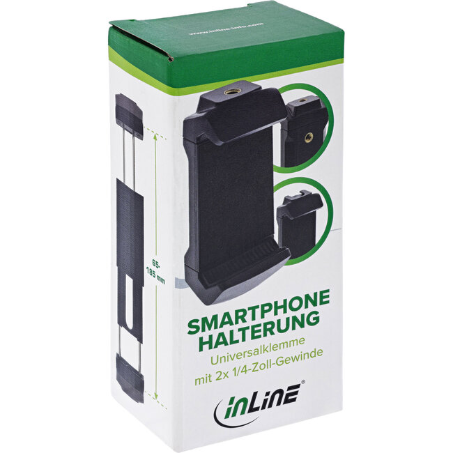 InLine® Universele klem, smartphone/tablet houder, 65-185mm