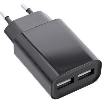 InLine InLine® USB oplader DUO, voeding 2-voudig, 100-240V naar 5V/2.1A, zwart