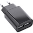 InLine® USB oplader DUO, voeding 2-voudig, 100-240V naar 5V/2.1A, zwart