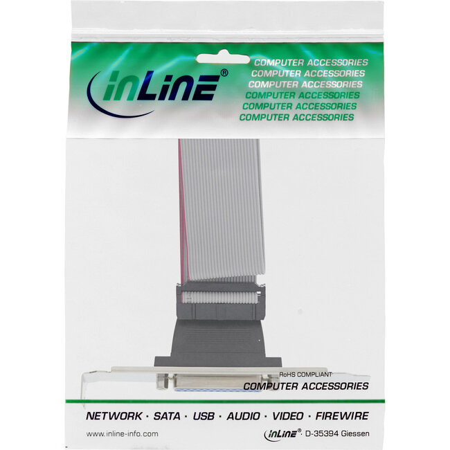 InLine® slotbeugel parallel, met 25-pins Sub D BU naar 26-pins BU strip, 0,5m